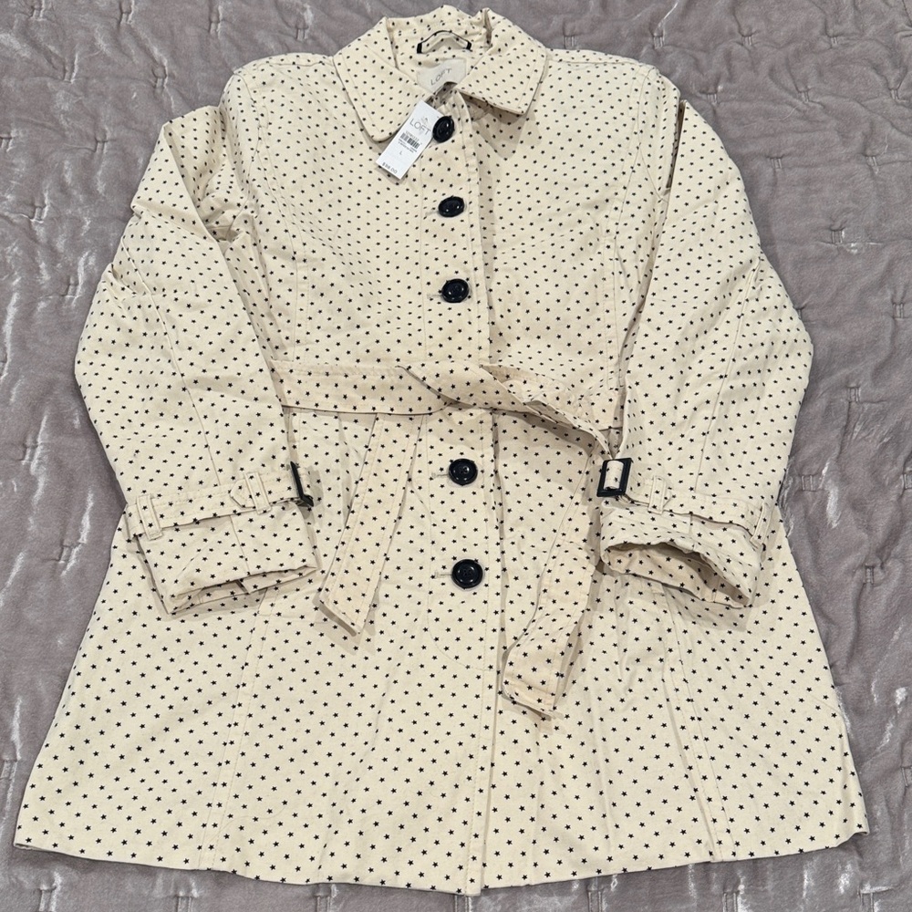 LOFT Cream Star Print Coat